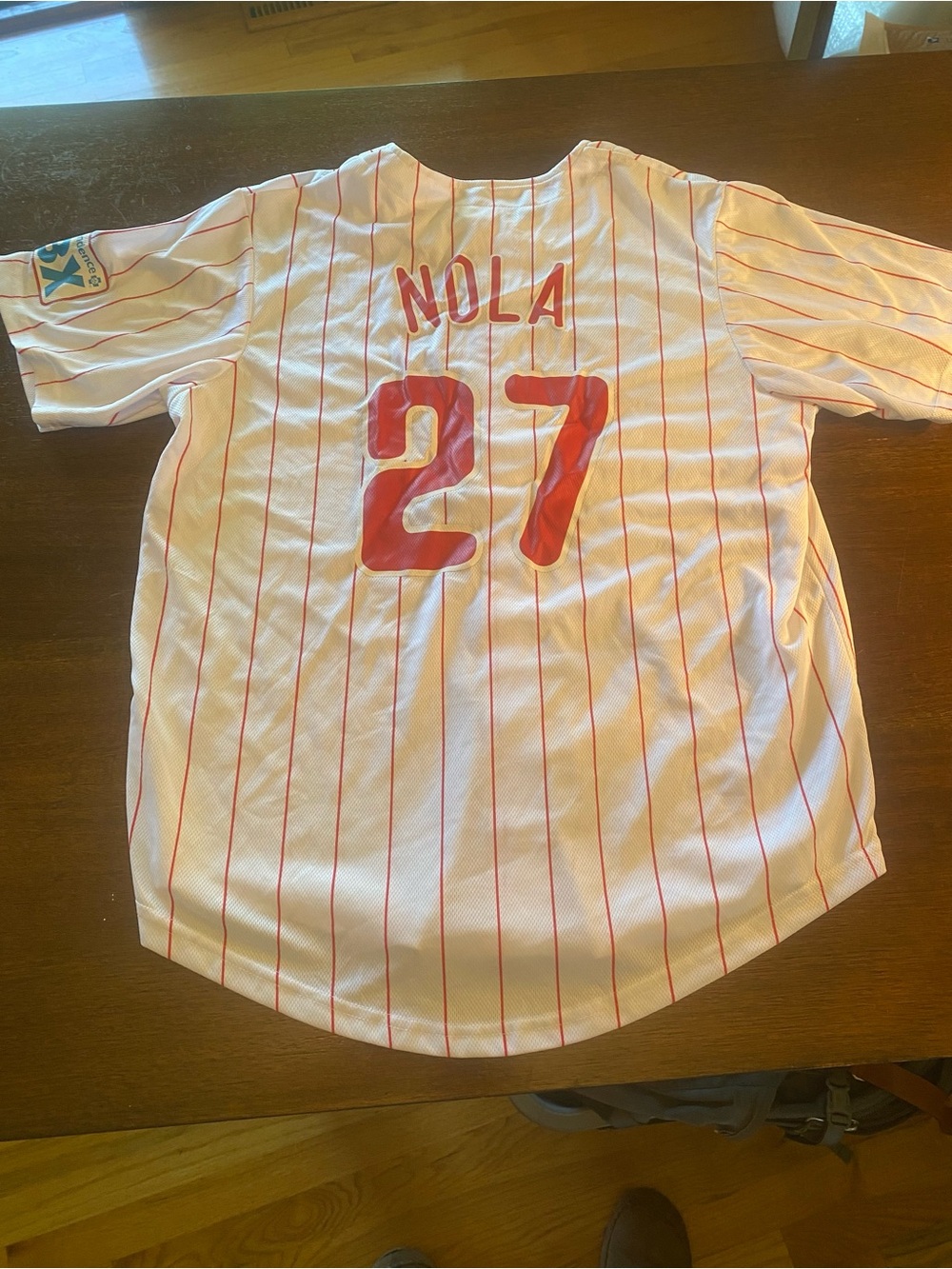 Philadelphia Phillies Aaron Nola #27 Pinstripe Baseball MLB Jersey Men’s Large